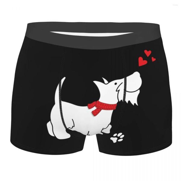 Calzoncillos escocés Terrier Love Boxer Shorts para hombres 3D impreso hombre Scottie Dog ropa interior bragas calzoncillos elásticos