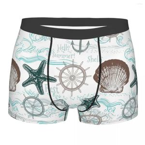 Sous-pants coques de mer Modèles hommes sous-vêtements Naval Anchor Boxer Shorts Pantes Nouveauté Polyester pour mâle