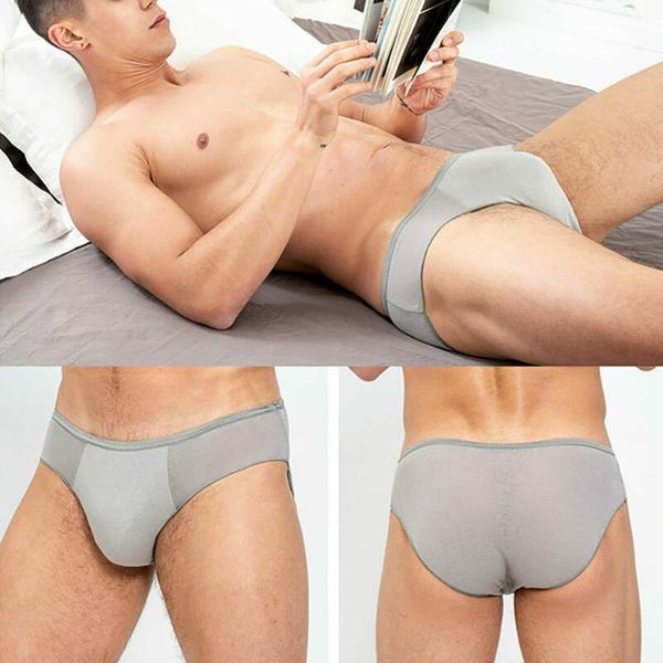 Calzoncillos sin costuras, ropa interior Sexy de malla para hombre, calzoncillos con bolsa, bragas de algodón para hombre, moda Modal