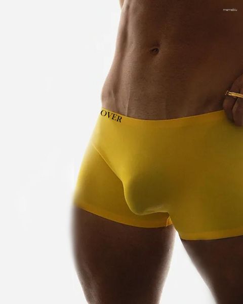 Sous-pants Second Skin Selon les shorts boxer sans couture pour hommes, Homolover masculin à touch mâle en soie en soie de sous-vêtements