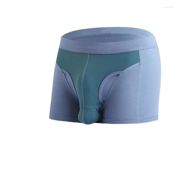 Sous-vêtements séparés à quatre coins, culotte scrotale, Anti-chute des testicules, confortable, entrejambe ouvert, Boxer sexuel en accéléré