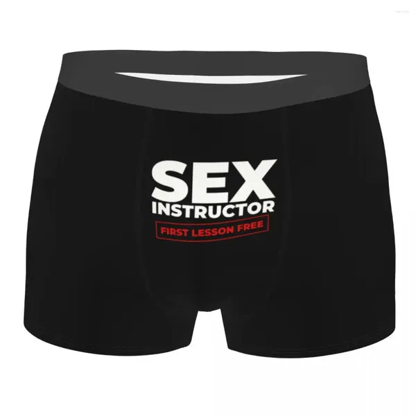 Calzoncillos Sex Instructor Ropa interior Hombre Sexy Impreso Personalizado Boxer Shorts Bragas Calzoncillos Transpirable