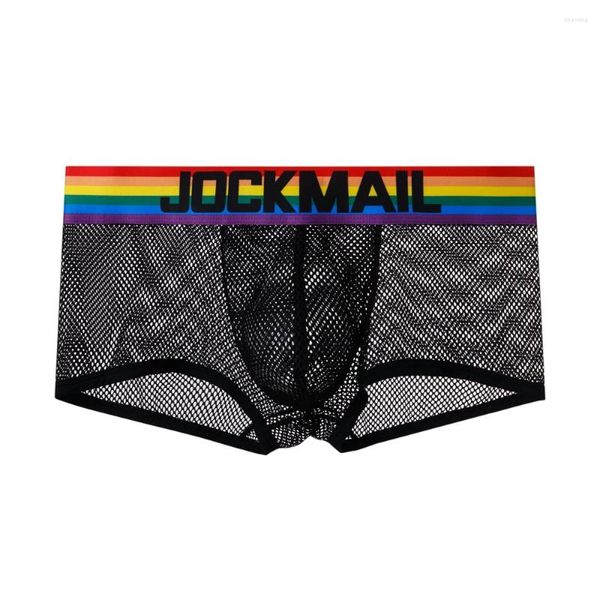 Calzoncillos Sexy Boxer Hombres Ropa interior gay Algodón Arco iris Malla Pantalones cortos térmicos Pijama Cuecas Masculinas Calzoncillos Hombre Slip