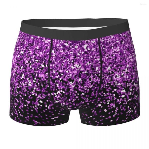 Calzoncillos Sexy Boxer Purple Glitter Shorts Bragas Calzoncillos Hombres Ropa interior transpirable para hombre