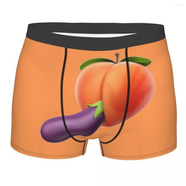Caleçon Sexy personnalisé drôle nourriture Porno pêche aubergine conception sous-vêtements respirant Boxer slips Shorts culotte douce pour Homme