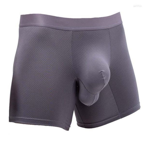 Calzoncillos sexys con nariz de elefante para hombre, Boxers largos, ropa interior con bolsa para pene grande, calzoncillos masculinos de malla transpirable, Boxershorts Gay