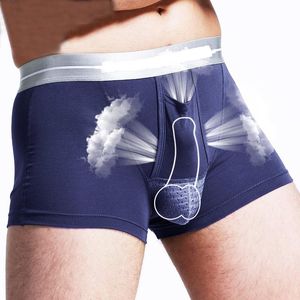 Caleçon Sexy Sous-Vêtements Gay Hommes Boxer Poche En Maille Pénis Up Scrotum Séparation Grotte Unterhosen Herren Boxers Hombre Boxershorts Respirant