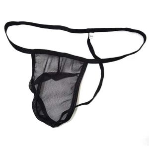 Onderbroek sexy homoseksuele ondergoed heren g-strings thong transparante mesh t-pans vaste lage taille pocket cueca s-xl q240430