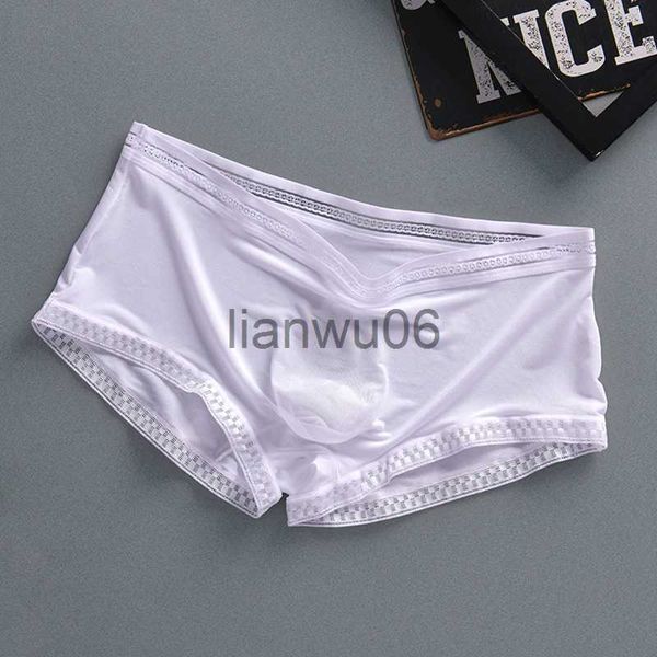 Calzoncillos Sexy Venta Caliente Seda de Hielo Hombres Ropa Interior Transparente Transparente Boxer Shorts Ultrafino Transpirable Cómodo Bragas Calzoncillos J230713