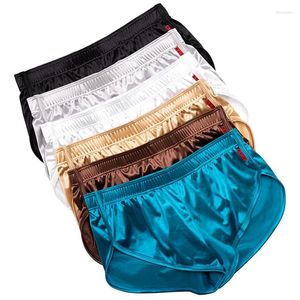 Sous-pants boxers de soie glace sexy pour hommes shorts en satin lisse en satin sous-vêtements de sous-vêtements.