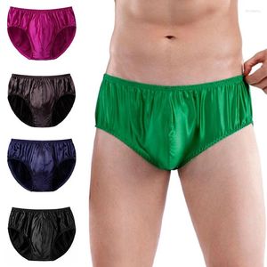 Sous-fonds Sexy Ice Silk Makes Underwear for Men Breatchable Satin Men's Pantes Pouche Mid Waist Shorts intime