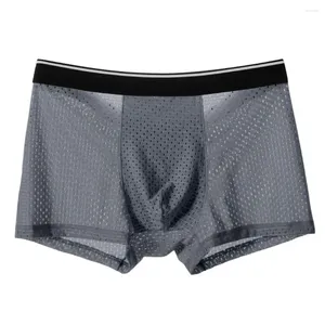 Calzoncillos Sexy Seda de hielo Bragas para hombres Malla Modal Agujeros transpirables Boxer Shorts y calzoncillos Ropa interior Boxers Hombre Pack Satin Brief