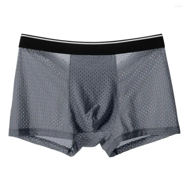 Calzoncillos Sexy Seda de hielo Bragas para hombres Malla Modal Agujeros transpirables Boxer Shorts y calzoncillos Ropa interior Boxers Hombre Pack Satin Brief