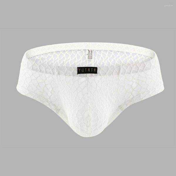 Caleçon Sexy Dentelle Poche Culotte Hommes Boxer Briefs Shorts Taille Basse Élasticité Sous-Vêtements Mâle Transparent Jockstrap