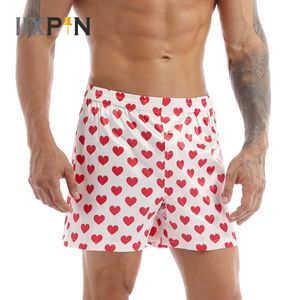 Onderbroek Sexy Liefde Hart Print Zachte Boxers Onderbroek Man Ondergoed Gay Casual Shorts Strandkleding Lichtgewicht Losse Lounge Korte Broek 230705