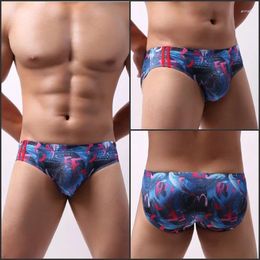 Sous-caisse Sexy Low-Waist Men's Underwear Briefs Impression de conception U-Convex Mesh Humidité Bikin Bikini Pantalon Bikini Pantal