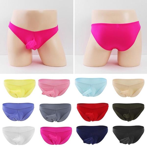 Calzoncillos sexis para hombre, bragas sedosas de hielo, ultrafinas, transpirables, para hombre, cintura baja, tronco sólido, ropa interior con nariz de elefante