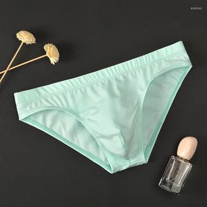Caleçon Sexy hommes sous-vêtements taille basse renflement pénis poche slips coton doux respirant couleur unie mâle confortable culotte