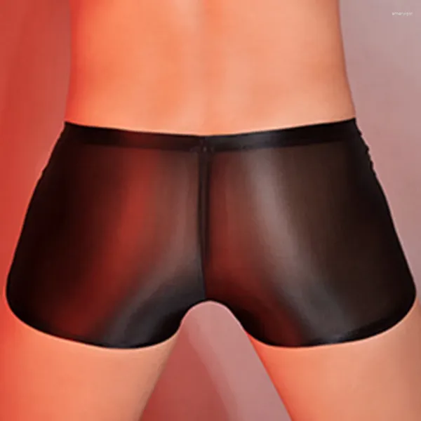 Sous-vêtements sexy hommes boxer slips brillant pochette jockstrap culotte soyeuse lisse taille basse bikini tongs sous-vêtements transparent lingerie érotique