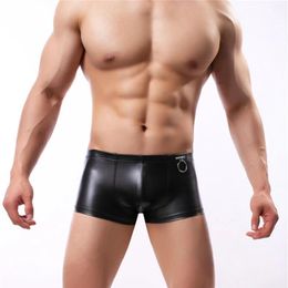 Sous-pants Sexy Men Boxer Mens Faux Cuir Underwear Penis Pouch Pu Boxers Homem Soft Boxershorts Pag Great