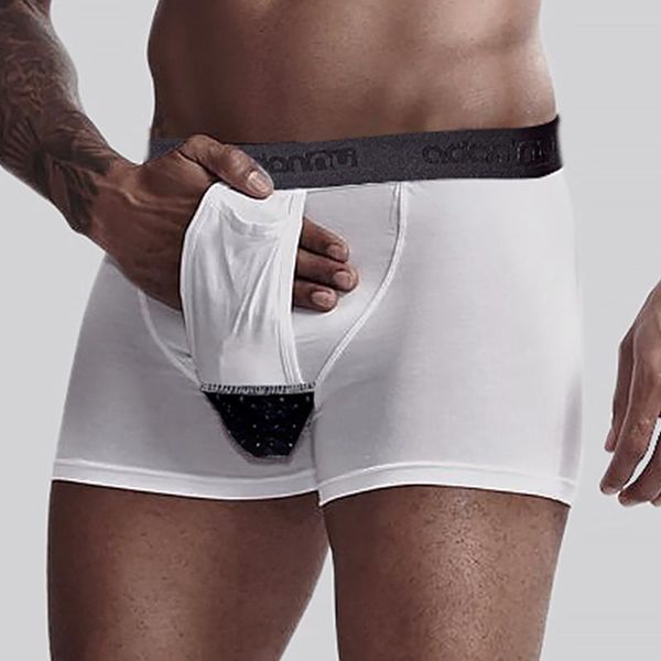 Calzoncillos Hombres sexy Boxer Pene Bolsa U Convexo Bulge Calzoncillos Algodón Transpirable Ropa interior Balas Anillo separado Bragas gay Troncos A5Under