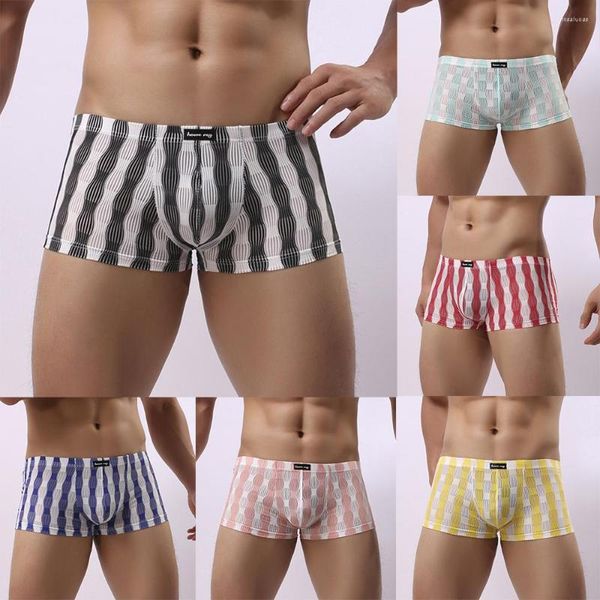 Sous-vêtements sexy hommes boxeurs sous-vêtements masculins culottes respirantes transparentes maille transparente shorts troncs cueca tanga confortable