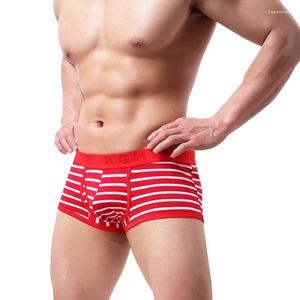 Onderbroek Sexy Mannen Boxers Shorts Ondergoed Katoen Blends Slipje Man Gestreepte Lage Taille U Bolle Pouch Cueca Masculina M-XXL