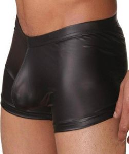 Onderbroek sexy mannen boksers ondervent open kruis lederen slip shorts ondergoed ondergoed mannelijke zachte zwarte badmode plus size2062705