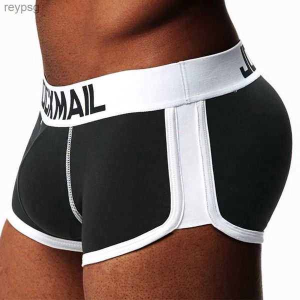 Sous-vêtements Sexy hommes bout à bout rembourré améliorer boxeurs sous-vêtements coton fesses pénis poche culotte avec Push Up avant arrière coussin amovible YQ240214