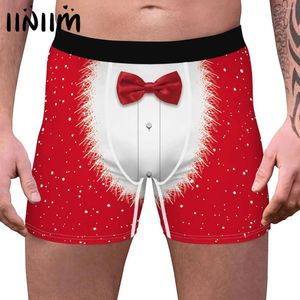 Sous-fonds Sexy Men Christmas Imprimé Boxer Shorts de Noël Party Jockstraps Bulge Pouche Summer Men's Souswears Briefs