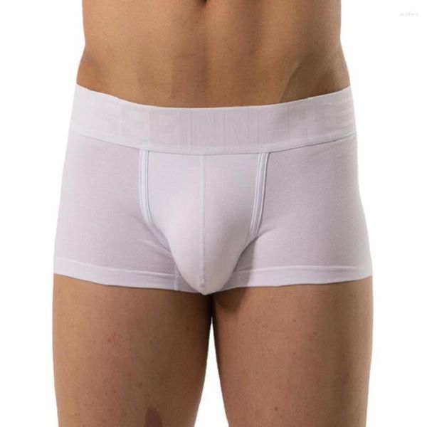 Calzoncillos sexy hombres de algodón boxeador de algodón Bugle Pouch Bastas Sólidas delgadas delgadas elasticidad suave de ropa interior aliento bikini