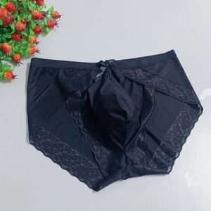 Onderbroek sexy mannen ijs zijden kanten ademende zweet slipje buig comfortabele mietje ondergoed bulge erotische lingerie