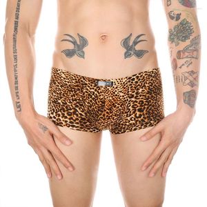 Onderbroek sexy mannen luipaard geprinte ondergoed bokser mannelijke mode lage taille boksers shorts u pouch slipje cueca hombre calzoncillos