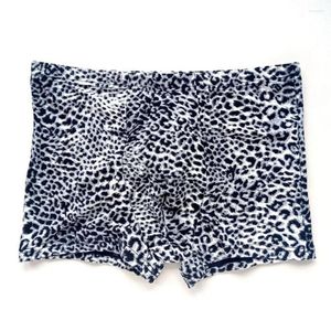 Calzoncillos sexy hombres leopardo corto boxeador suelto elasticidad calzoncillos de baja altura panty transpirable fresco tronco ropa interior casual niño cómodo tanga