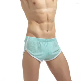Sous-pants Sexy Men Mesh Boxers Trunks Breaste sous-vêtements Boxer Sleep Wear Shorts Mens Casual Loose Male Fashion Homewear