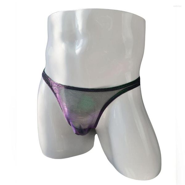 Slip Sexy Men Mesh G-String Briefs See-Through Rainbow Pouch Underwear T-Back Thong V-String Lingerie Respirant Slip Hombre