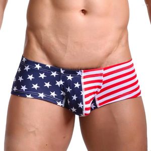 Sous-vêtements Sexy Hommes MINI Boxer Shorts Stripe Imprimé Mens Trunks Taille Basse Conçu Boxers Coton Gay Pénis U Poche Convexe