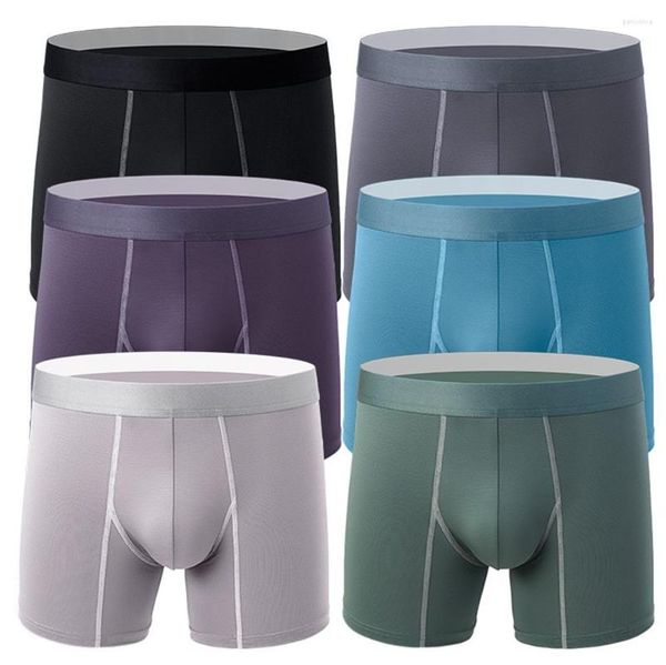 Calzoncillos sexis para hombre, pantalones cortos de Modal sin costuras, calzoncillos tipo bóxer con bolsa convexa en U, ropa interior de bolsillo, calzoncillos planos para dormir para hombre, bragas