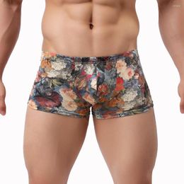 Onderbroek sexy mannen slipje ondergoed ondergoed court style printing heren boksers ademende zijden zachte man onder slijtage