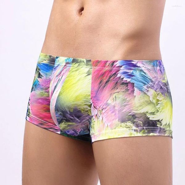 Calzoncillos sexy hombres impresión boxer calzoncillos bolsa ropa interior masculino respirable dormir pantalones cortos troncos comodidad para niños