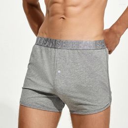 Caleçons Sexy Hommes Coton Bouton Boxer Shorts Et Taille Basse Respirant Survêtement Slips Sous-Vêtements Boxers Homme Pack