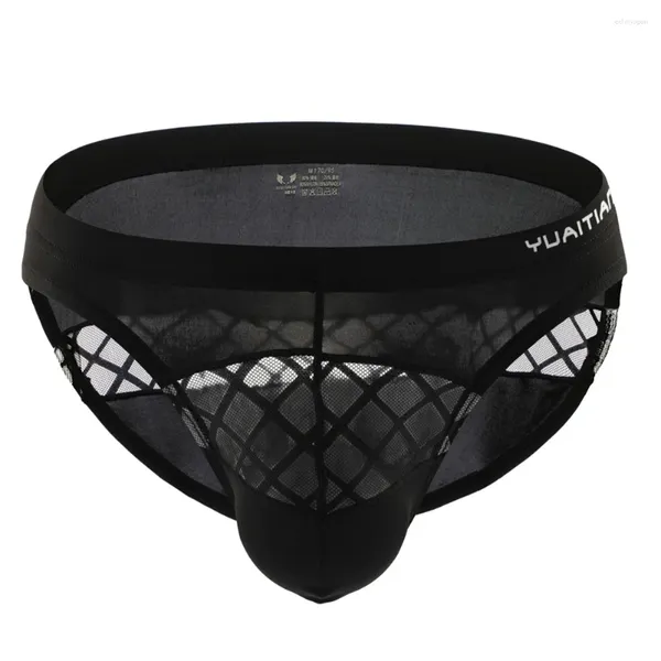 Calzoncillos sexy malla transparente bragas calzoncillos color sólido de baja altura transpirable bulto bolsa ropa interior masculina