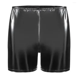 Sous-pants Sexy Men's PVC Leather boxershorts hommes sous-vêtements Soft Convex Pouch Boxers Costumes de danse pole érotique masculine S-5XL