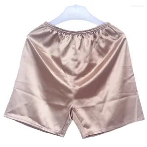 Sous-vêtements Sexy hommes Satin soie cinq points Shorts pyjamas amples classique solide Boxer culottes pantalons de plage L-3XL sous-vêtements vêtements de nuit courts