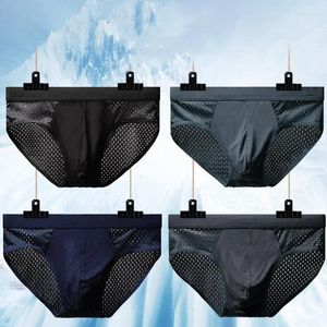 Sous-pants sexy sous-vêtements pour hommes glace en soie respirante en bambou charbon de charbon de bois confort antibactérien creux creux