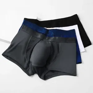 Onderbroek Sexy heren Ondergoed U Bolle Grote Zak Latex 3D Antibacteriële Boxers Mesh Ademend Plus Size Heren Sex Slipje