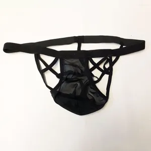 Sous-vêtements sexy hommes sissy jockstrap slips ultra-mince maille sous-vêtements respirants pochette dos nu string transparent bikini culotte érotique