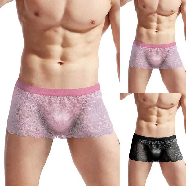 Sous-vêtements sexy pour hommes Sissy dentelle transparente Lingerie jupe Clubwear culotte lisse tentation sous-vêtements confortables Gays slips