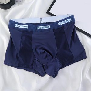 Onderbroek Sexy Men Trunks Ice Silk Underwear Summer Middle Taille Shorts Daily Bulge Pouch Tanties Boxers Briefs Slip Homme