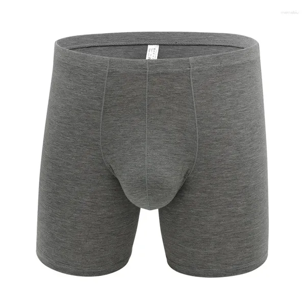 Sous-vêtements Sexy Boxer sous-vêtements pour hommes Shorts en fibre de bambou culotte homme solide U poche convexe longue jambe Cueca Calzoncillos S-XL